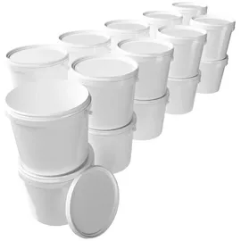 FixedByU | 20x Eimer mit Deckel 5l Weiß Rund Kunststoff Eimer Lebensmittelecht, luftdicht und stabil