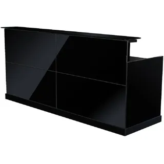 Jet-Line Zürs schwarz Büromöbel Empfang Theke 2.2 m Glasfront