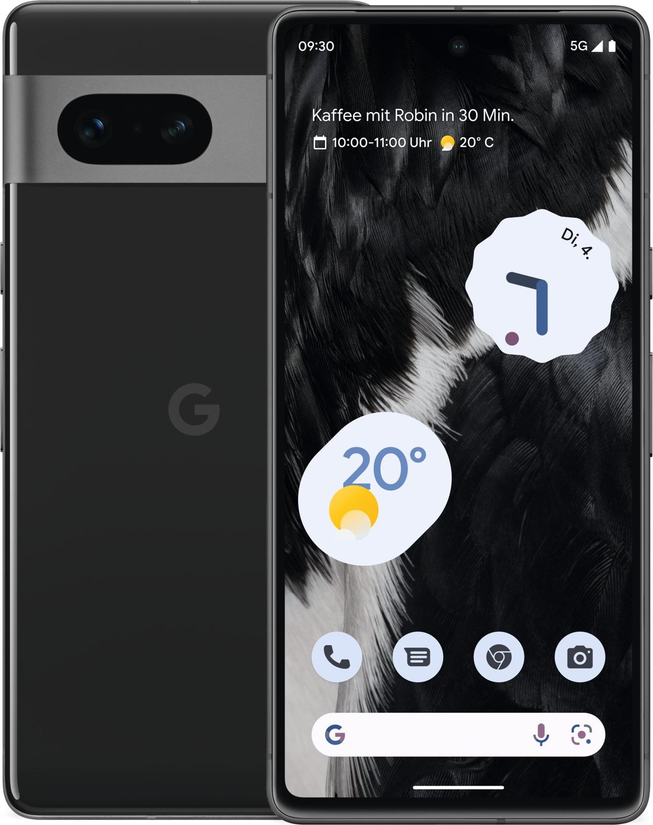 Google Pixel 7 (128 GB, Obsidian, 6.30", SIM + eSIM, 50 Mpx, 5G), Smartphone, Schwarz