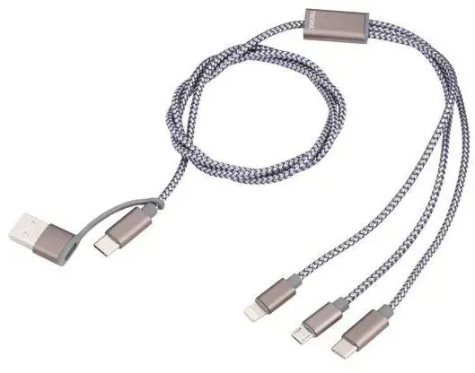 TROIKA CBL30/GY USB Kabel 1 m USB C USB C/Micro USB-A/Lightning Grau