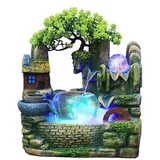 Zimmerbrunnen Wasserfallbrunnen Tisch Ornament Springbrunnen Feng Shui Desktop Brunnen Wasserfall mit LED Beleuchtung