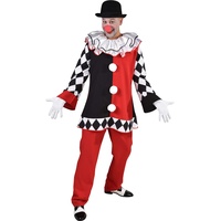 M220288-L-XL schwarz-rot-weiß Herren Pierrot Clown Kasper Harlekino Kostüm Gr.L-XL=56-60