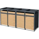 ML-Design Mülltonnenbox mit Pflanzdach für 4 Tonnen, 240L 264x80x124 cm Stahl - Schutzhüllen