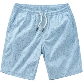 John Devin Shorts JOHN DEVIN "- Sommer Bermuda mit Blätter-Print", Herren, Gr. M, N-Gr, blau (blau bedruckt), Web, Obermaterial: 97% Baumwolle, 3% Elasthan, bedruckt, regular fit kurz, Hosen Shorts, kurze Schlupfhose aus elastischer, gewebter Baumwollqualität