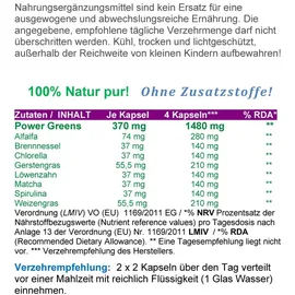 VitalLife Green Power Greens Top8 Chlorophyll Supergreens Kapseln 360 St.