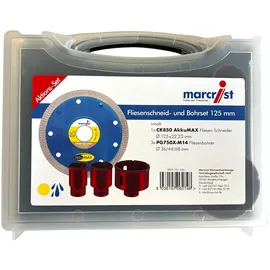 Marcrist Fliesenschneid- und Bohr Set 125 mm ohne Akku + Koffer