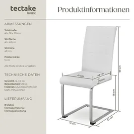 Tectake tectake® Schwingstühle Kunstleder 8er Setweiß
