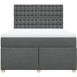 vidaXL Boxspringbett 140 x 200 cm Dunkelgrau