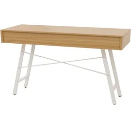 Mendler Schreibtisch HWC-E92 naturbraun / Weiß