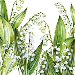 Ambiente 20 Servietten Papier 33x33cm 3-lagig - hochwertige Einweg Papierservietten Maiglöckchen Motiv Partyservietten Blumen Naturdeko Tischdeko Gartenparty