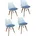 Stuhl Weiss Webstoff Blau