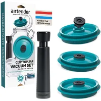 airtender Vakuumdeckel-Set inkl. Pumpe für Einmachgläser – Frische Lebensmittel bis zu 5x länger genießen, 4-teilig, spülmaschinenfest, geruchs- und geschmacksneutral