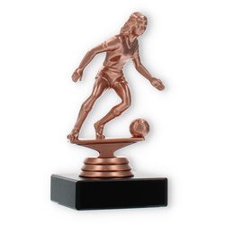 Pokal Kunststofffigur Fußball Damen bronze auf schwarzem Marmorsockel 13,4cm