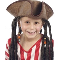Kinder Pirat Jack Sparrow Seeräuber Stil Hut Mit Dreadlocks Haar H38 520