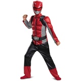 Disguise Offizielles Classic Power Rangers Kostüm Kinder Rot Muskelkostüm, Ranger Superhelden Kostüm für Kinder Jungen Faschingskostüm Karneval Geburstag Powerrangerskostüm Größ M