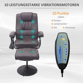 Homcom Massagesessel mit Hocker, Relaxsessel mit Liegefunktion, Massagefunktion,