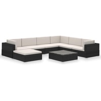 VidaXL Polyrattan Lounge-Set mit Auflagen 8-tlg. schwarz 41261