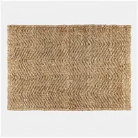 Loberon Badematte Daoukro, Klassisches Fischgrätmuster, Natürlich & Umweltfreundlich, rutschfeste Unterseite, Badezimmerteppich, Badvorleger, Jute, Latex, braun