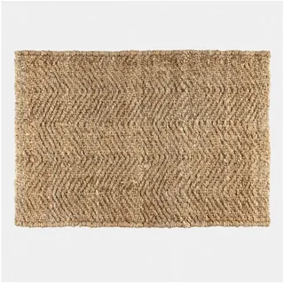 Loberon Badematte Daoukro, Klassisches Fischgrätmuster, Natürlich & Umweltfreundlich, rutschfeste Unterseite, Badezimmerteppich, Badvorleger, Jute, Latex, braun
