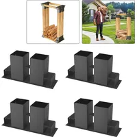 NAIZY Holzstapelhilfe Feuerverzinkt 4er Set Schwarz