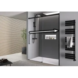 Bernstein Nischendusche Bernstein DX906 flex Schiebetür Soft-Close 8mm Nano Echtglas Schwarz matt 170cm