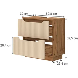 Vicco Waschbeckenunterschrank Lotta 2 Schubladen 59,8 x 62,5 x 32,0 cm Eiche/Kaschmir