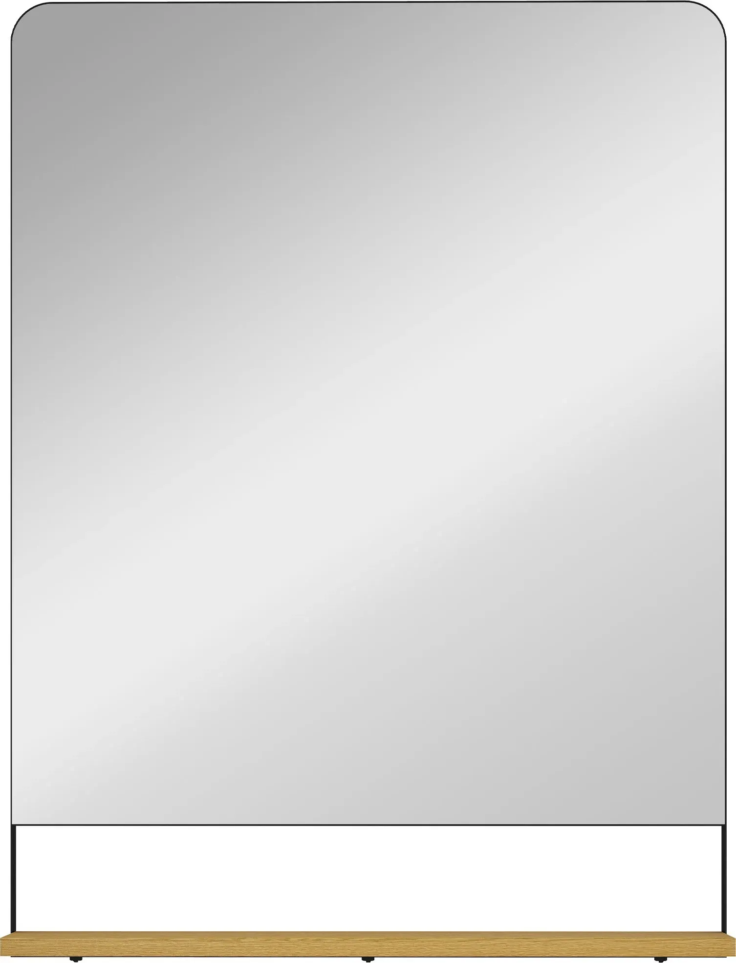 HOMCOM Wandspiegel 80 x 60 cm mit Holzablage, moderner hängender rechteckiger Spiegel mit Metallrahmen für Diele, Wohnzimmer, Badezimmer, Schlafzimmer, schwarz   Aosom