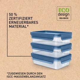 Emsa Frischhaltedose rechteckig blau 0,8 l 3-teiliges Set