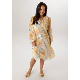 aniston plus Sommerkleid Geblümt Gelb/Weiß 54