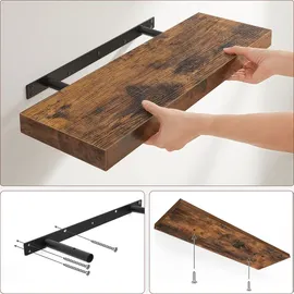 VASAGLE Wandregal 20 x 60 x 3,8 cm Braun/Schwarz