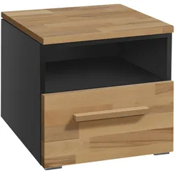 Hasena Accessoires Onia Nachttisch Massivholz 45x50x41 cm - montiert - Anthrazit/Braun