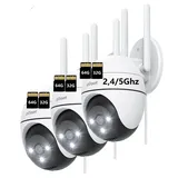 ieGeek Überwachungskamera 5G/2,4GHz Überwachungskamera Aussen 2K 5MP WLAN Kamera Überwachung (Aussen, Außenbereich, Outdoor, außen, 355°/120° PTZ, 24/7 Aufnahme,Nachtsicht in Farbe,Cloud-Speicher, 3-tlg., WiFi PTZ IP Kamera Outdoor Mit Mensch Bewegungsmelder, 2-Wege-Audio,Multi-User-Sharing, Automatische Verfolgung)