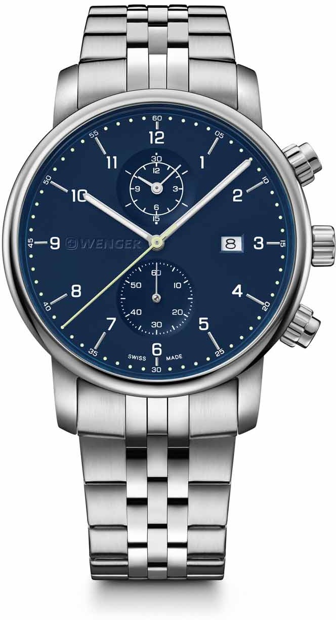 Wenger Urban Classic Chrono 42mm Herrenuhr blau/silber