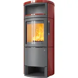 Kaminofen HARK 44-5.3 GT FlameKat Raumluftunabhängig 8 kW - Ofenkacheln: brillant-rot - Korpus: titan