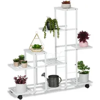 Relaxdays Blumenständer mit Rollen, H x B x T: