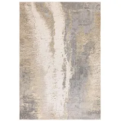 Kadima Design Wohnzimmerteppich edel Marmoreffekt | 160x230cm, Gesamthöhe 1,3cm | Grau-Silber-Gold | Hochglänzend | Robust | COMO-Colico Kollektion