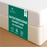 Matratzenschoner Wasserdichter Spannbettlaken Waschbar Matratzenauflage TULENA, Größe 180x200, Frottee – Spannbettlaken, Oeko-TEX Zertifiziert rot|weiß 180 cm x 200 cm