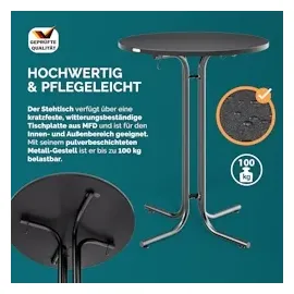 CASARIA Stehtisch Ø 70 x 110 cm Grau