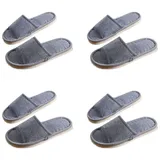 Teceyfeet 4 Paar Set Leinenpantoffeln Gästehausschuhe Set, offener Zeh Badepantoletten Hotelslipper Spa-Slipper Rutschfeste Waschbar Hausschuhe Universalgröße Leinenpantoffeln für Damen Herren - 41/43 EU