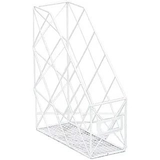 FülleMore Metall Zeitungskorb Zeitschriftensammler Dokumentenhalter Stehsammler Schreibtisch Organizer Bücherregal Ablagekorb Magazinständer (Weiß)