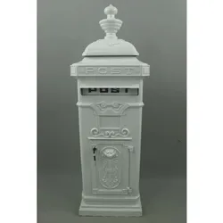 Casa Padrino Jugendstil Standbriefkasten Weiß H. 110 cm - Nostalgischer Säulenbriefkasten