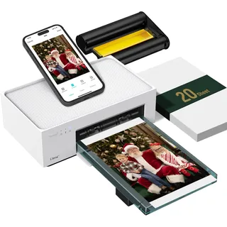 Liene Fotodrucker Smartphone, 10X15 mit 20 Fotopapiers/Patrone, WiFi Handy Fotodrucker für iPhone/Android/PC, 300DPI Farbsublimation Sofortbilddrucker, Photo Printer Portable für Zuhause