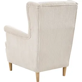 Beliani Ohrensessel ABSON Cord 68 x 95 x 73 cm Hellbeige