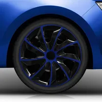 16" 16 Zoll Radkappen 02/RK Schwarz-Royalblau Radblenden (Farbe und Größe wählbar!)