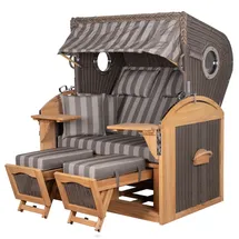 Mr. Deko Strandkorb Komplettset - bene living - Borkum XL Teak - PE grau - Modell 537 - inkl. Liftersystem