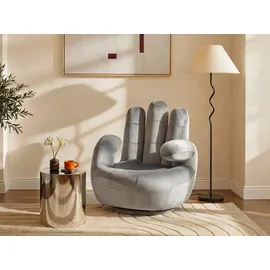 vente-unique Fingersessel drehbar Samt 82 x 89 x 78 cm Anthrazit mit Kissen
