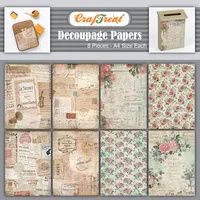 CrafTreat decoupage papier für Möbel - decoupage papier blumen - Französischer Hintergrund (21 cm x 29,7 cm) 8 Blatt - reispapier decoupage - decoupage papier vintage - Decopatch-Papier - scrapbooking