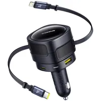 Baseus Enjoyment Max Autoladegerät mit USB-C+Lightning Kabel und USB-A+USB-C