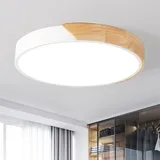 Style home LED Deckenleuchte Deckenlampe 36W dimmbar mit Fernbedienung 3000K-6000K, Ø40*H4cm für Wohnzimmer Schlafzimmer Küche Holz