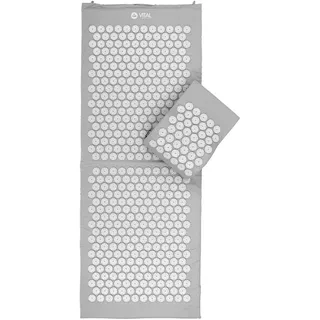 Bodhi Vital Akupressur-SET XL steingrau: Akupressur-Matte mit Kissen und Tasche | Fakirmatte zur Selbstmassage | Entspannungsmatte gegen Nacken Rückenschmerzen | Nadelkissen für zu Hause |